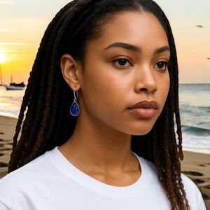 Blue Drusy sterling silver earrings 💙💙